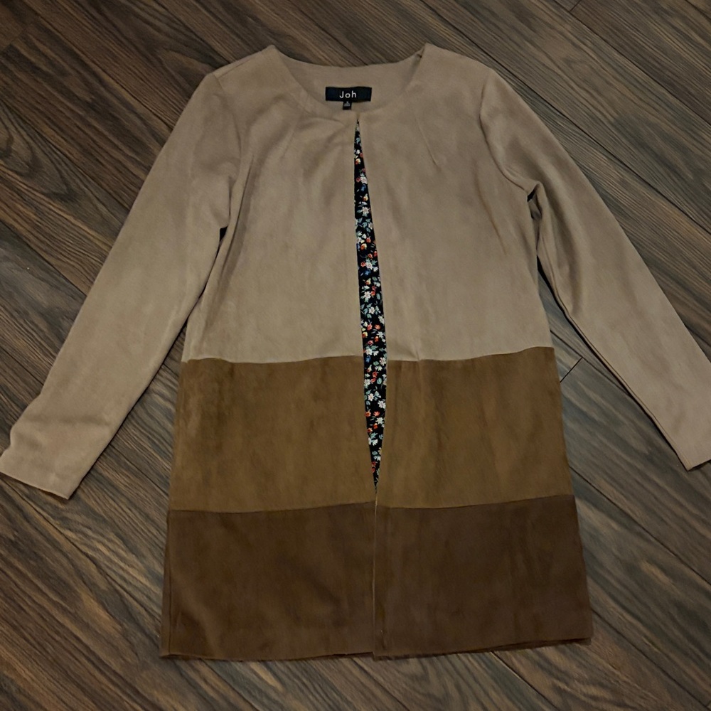 Source Unknown Color Block Cape in Beige and Brown